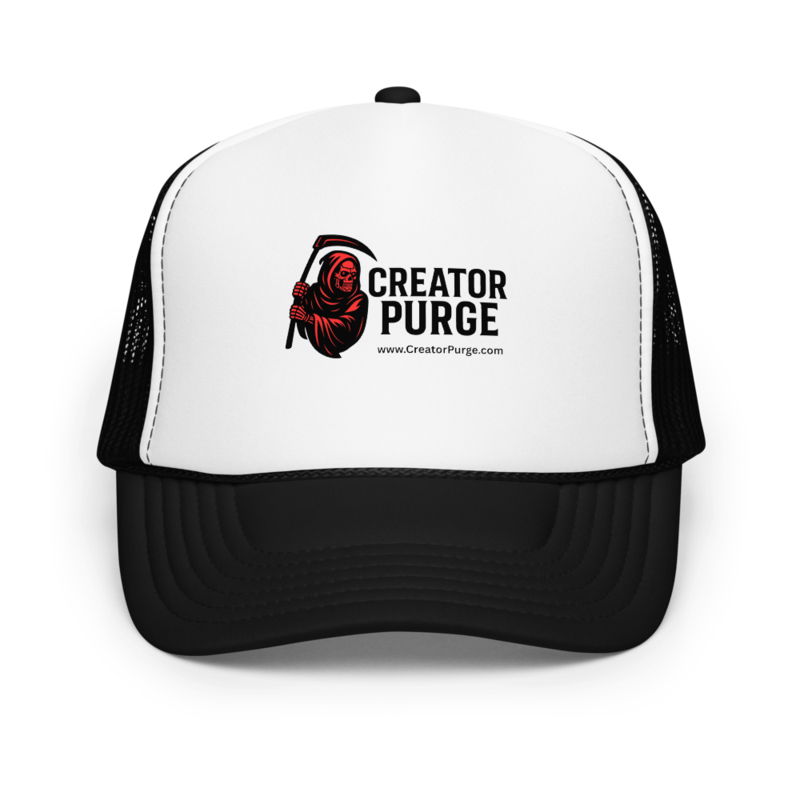 Creator Purge Logo Foam Trucker Hat in Black / White / Black