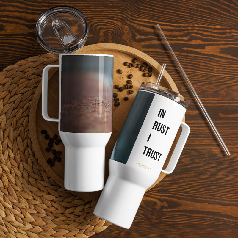 "In Rust I Trust" - Travel mug with a handle – 40 oz, White