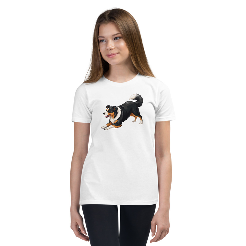 Downward Dog Mini American Shepherd Youth Tee — Miniature American Shepherd