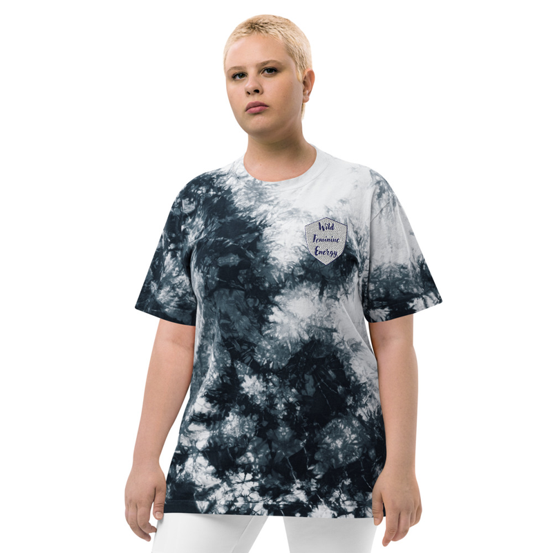Wild Feminine Energy Oversized tie-dye t-shirt – XL, Black / White