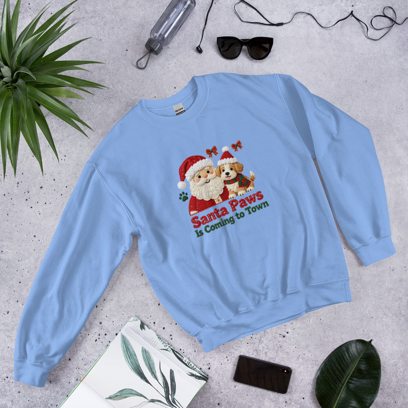 Santa Paws Is Coming to Town Christmas Dog Sweatshirt – view 5