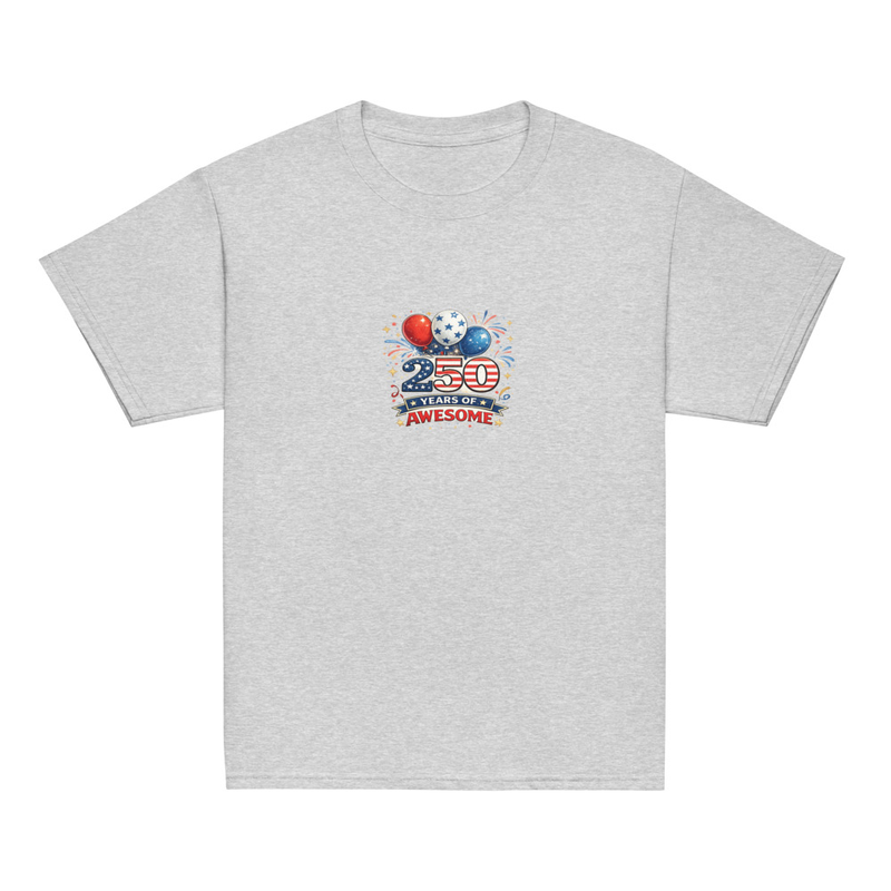 BMT Kids 250 years of Awesome Youth classic tee – S, Sport Grey