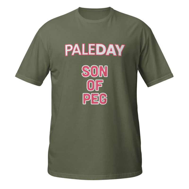 PaleDAY Son-of-Peg Unisex T-Shirt with fuschia/white logo