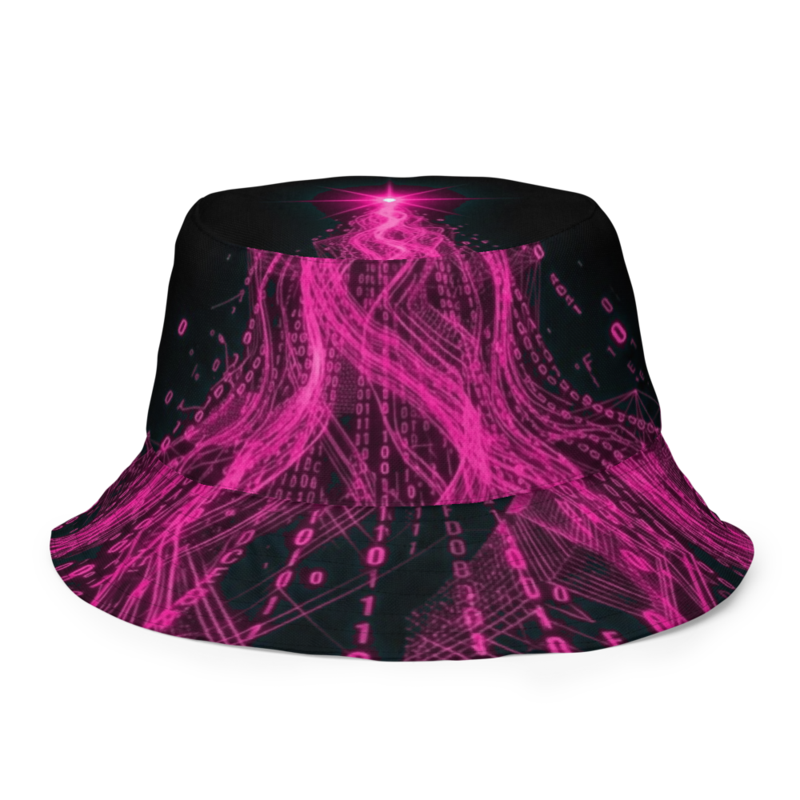 Uncle Benny ® Data Stream IBM Quantum Computer Bucket Hat Neon Pink EST. 2020
