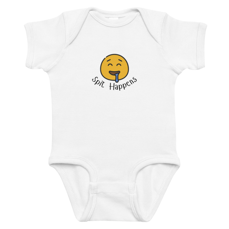 Spit Happens Infant bodysuit – 12M, White