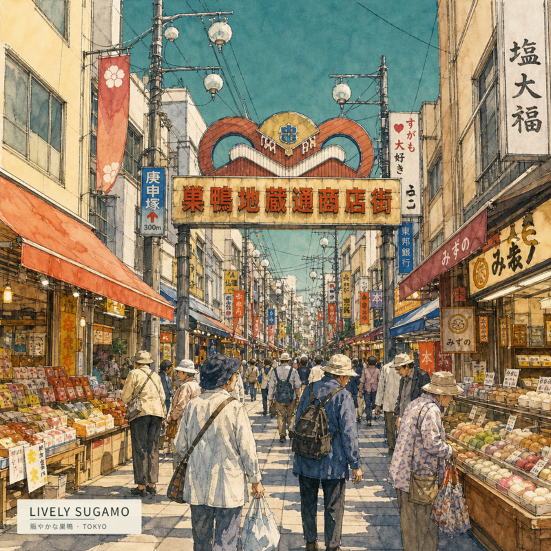 Lively Sugamo(賑やかな巣鴨)のアートワーク
