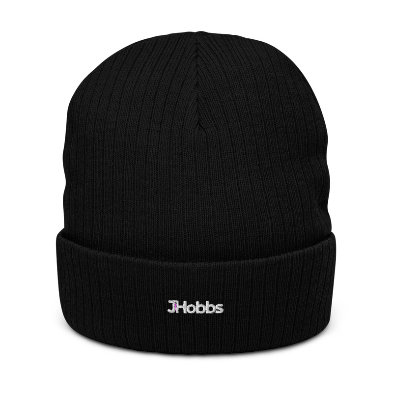 White JHobbs Logo Ribbed knit beanie