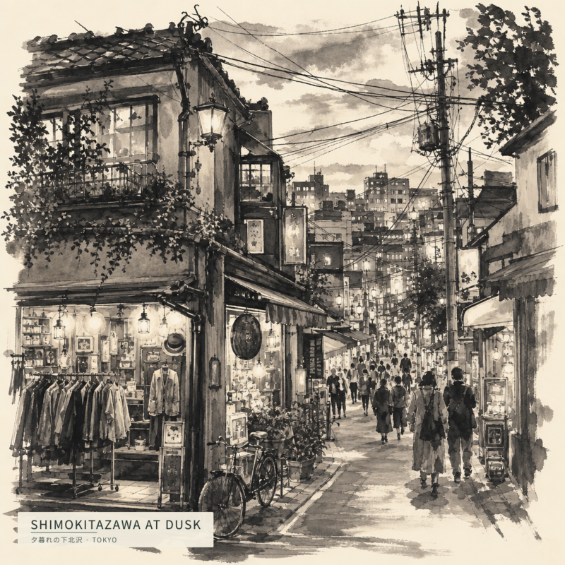 Shimokitazawa at Dusk(夕暮れの下北沢)のアートワーク