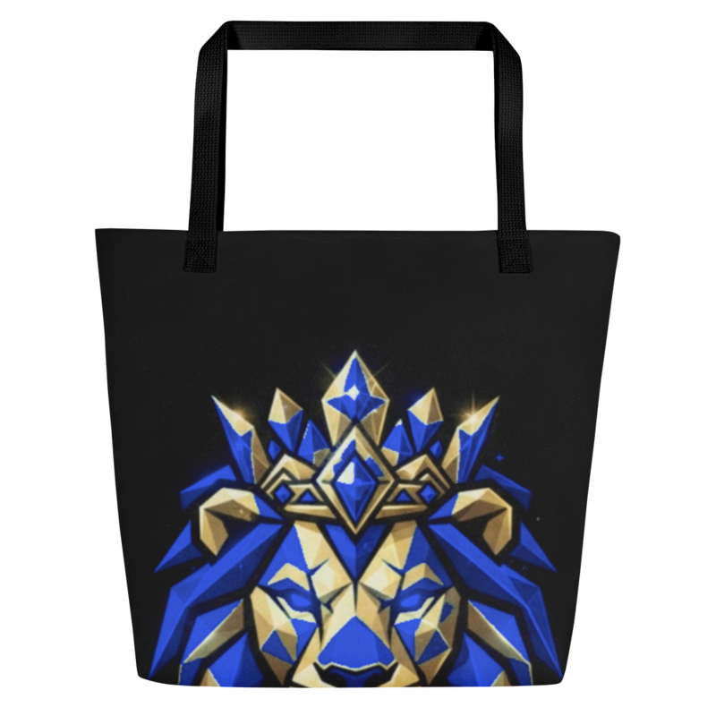 Uncle Benny ® Lowpoly Lion All-Over Print Tote Bag Neon Blue EST. 2020