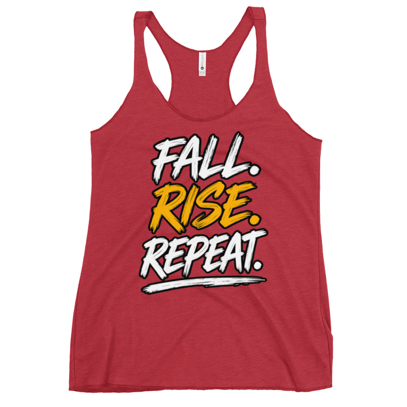 Fall. Rise. Repeat. Racerback Tank – L, Vintage Red