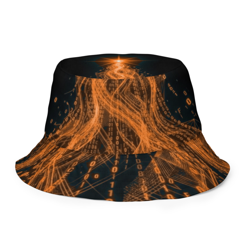 Uncle Benny ® Data Stream IBM Quantum Computer Bucket Hat Neon Orange EST. 2020