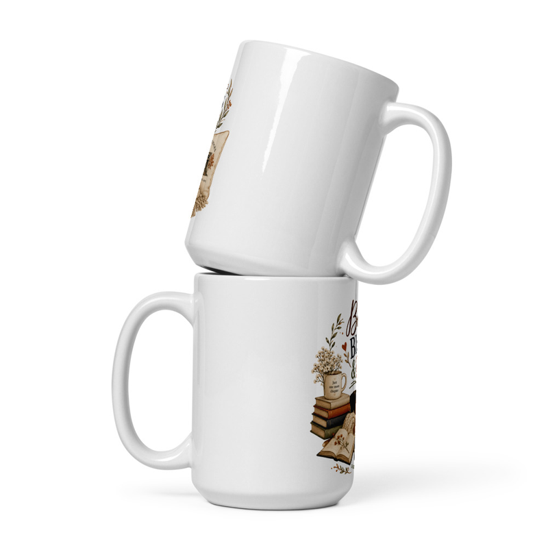Books & Bassets White glossy mug – 15 oz, White
