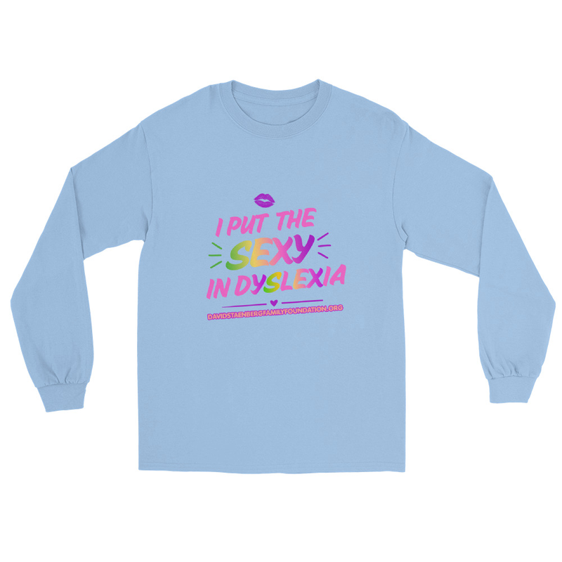 Men’s Long Sleeve Shirt | Dyslexia v1 – S, Light Blue
