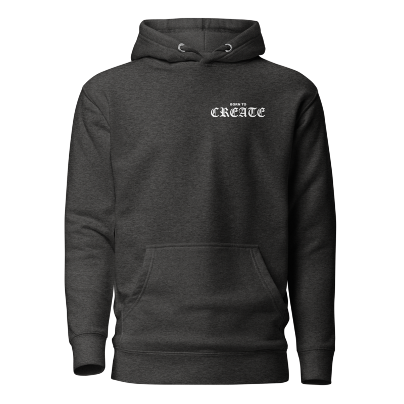 Born To Create Unisex Hoodie – L, Charcoal Heather