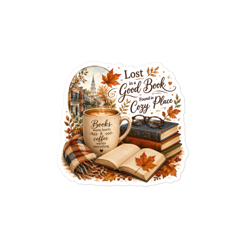 Lost in a Book Kiss-cut vinyl decals – 6″×8″, Satin