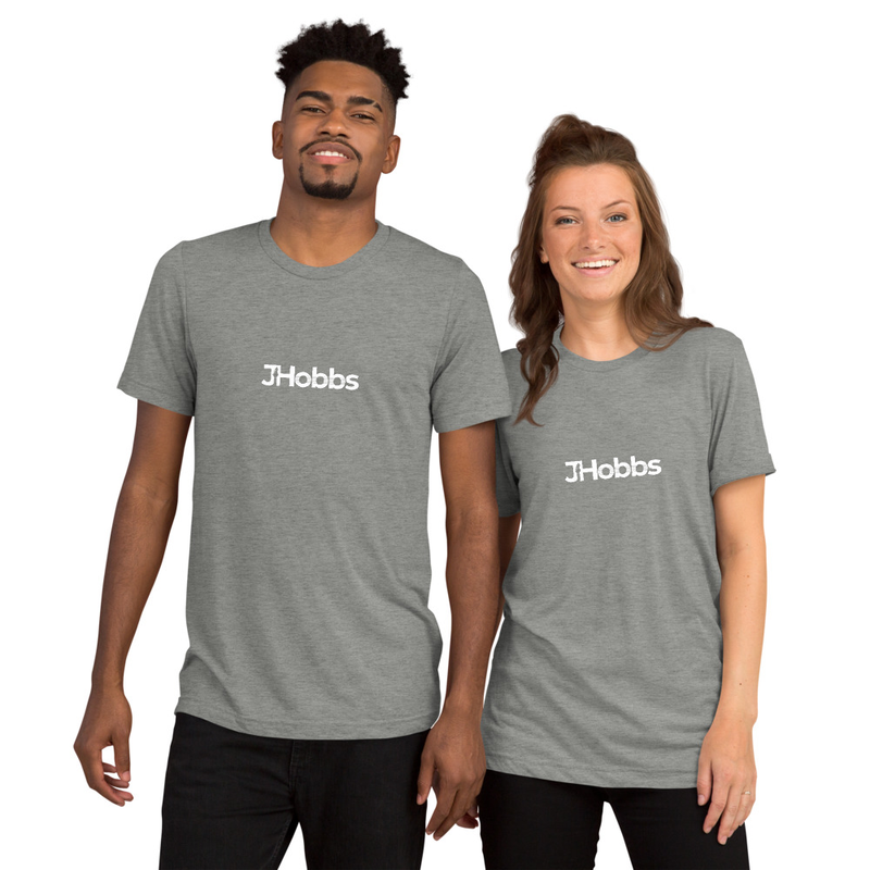 White JHobbs Logo Adult Tri-Blend Short sleeve t-shirt – 3XL, Athletic Grey Triblend