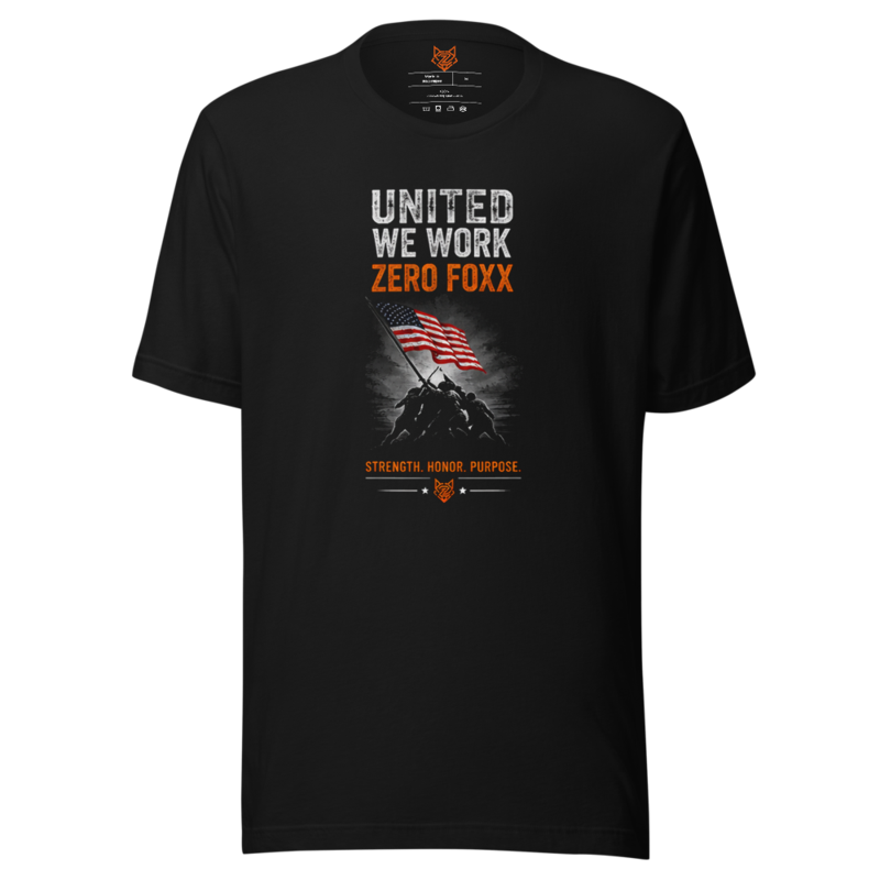 American Flag — Strength. Honor. Purpose. | Double-Sided Tee — Black / XS