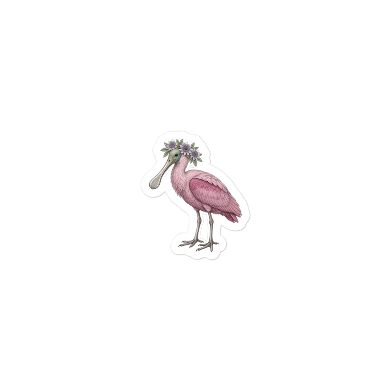 Roseate Spoonbill Flower Crown Sticker — Floof