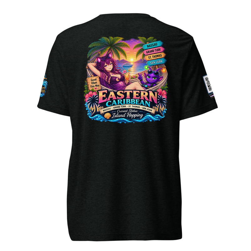 LumiNya Cruise | Eastern Caribbean Graphic Tee — Solid Black Triblend — View 1
