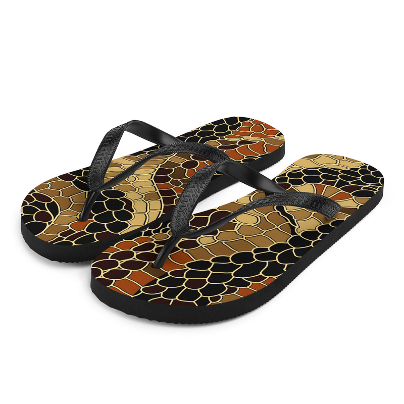 Red Black & Gold Flip-Flops House or Outdoor Slippers