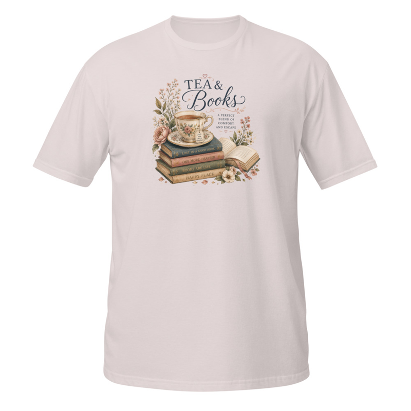 Tea & Books Short-Sleeve Unisex T-Shirt – L, Ice Grey