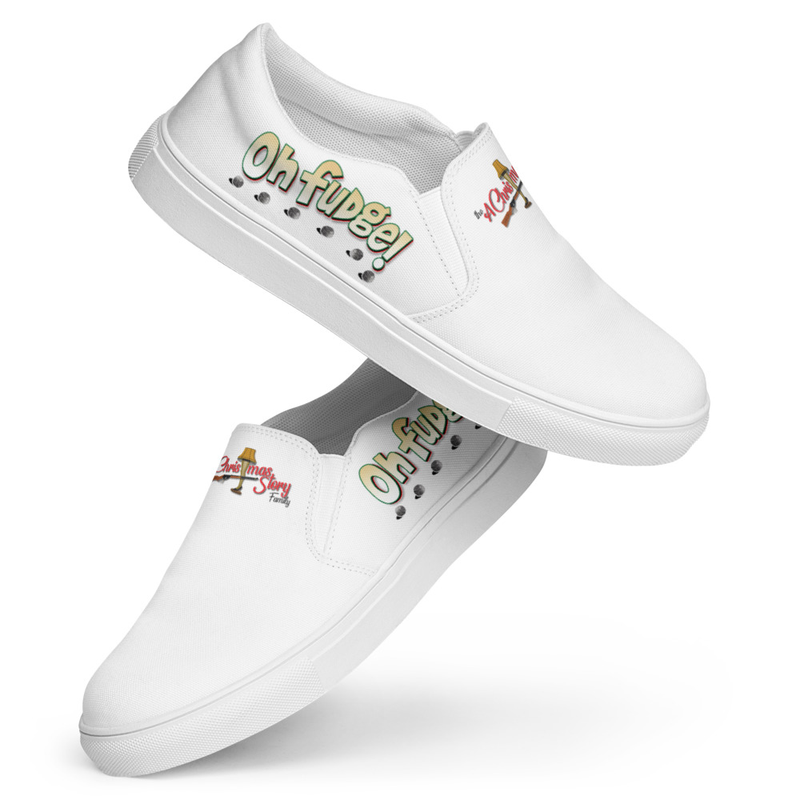 Women’s "Ohhh Fudge"! Custom Made "White" A Christmas Story Family Comfy Slip-ons