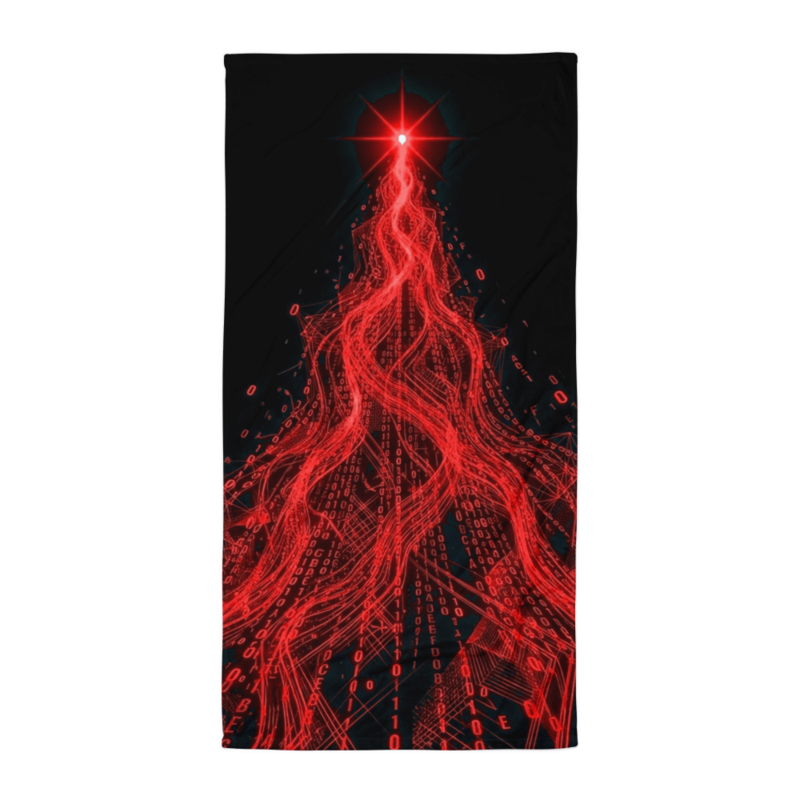 Uncle Benny ® Data Stream IBM Quantum Computer Beach Towel Neon Red EST. 2020