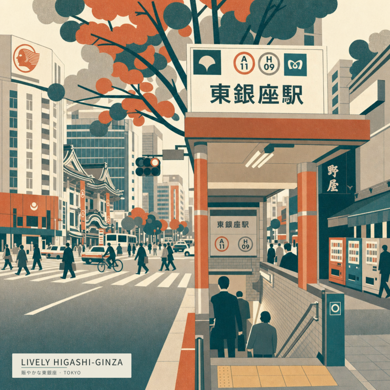Lively Higashi-Ginza(賑やかな東銀座)のアートワーク