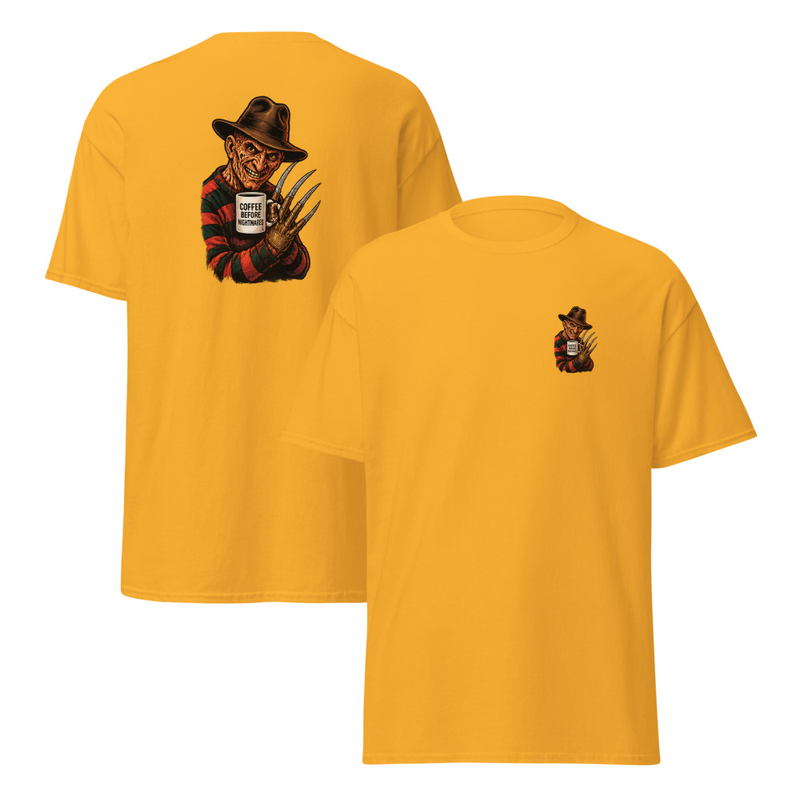 Coffee Before Nightmares Unisex classic tee – S, Gold