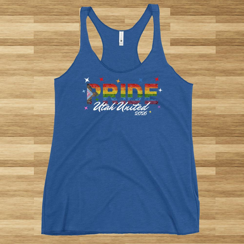 Utah Pride 2026 | Women's Racerback Tank – XS, Vintage Royal