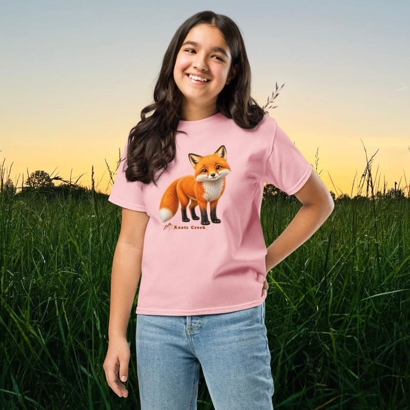 Youth Fox Tee - Cotton – XL, Light Pink