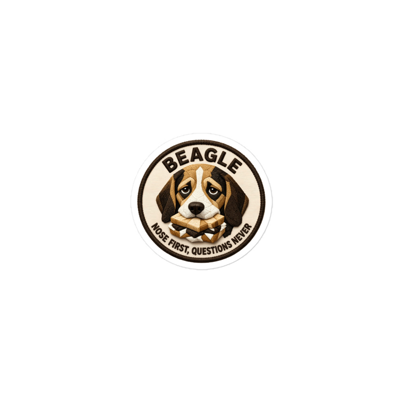 Nose First, Questions Never Beagle Sticker — Floof