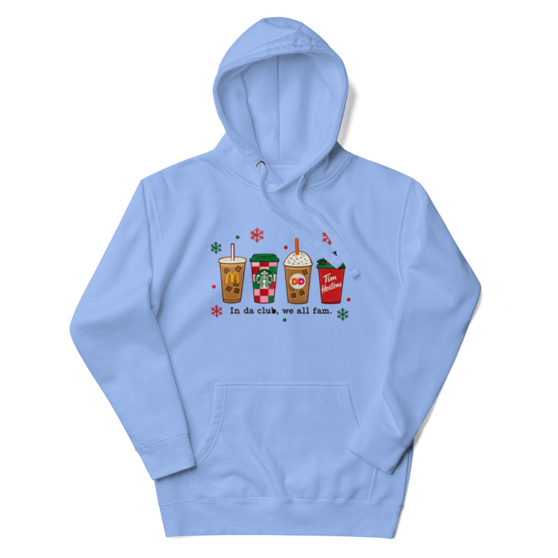 In da Club, We All Fam Holiday Coffee Cup Design Unisex Hoodie – view 4