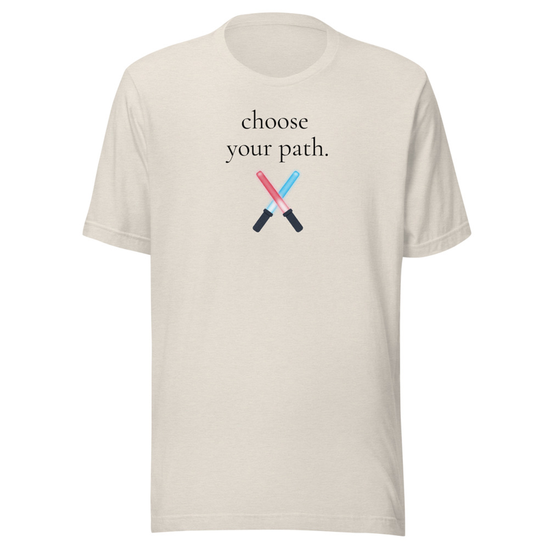Choose Your Path Tee – S, Heather Dust