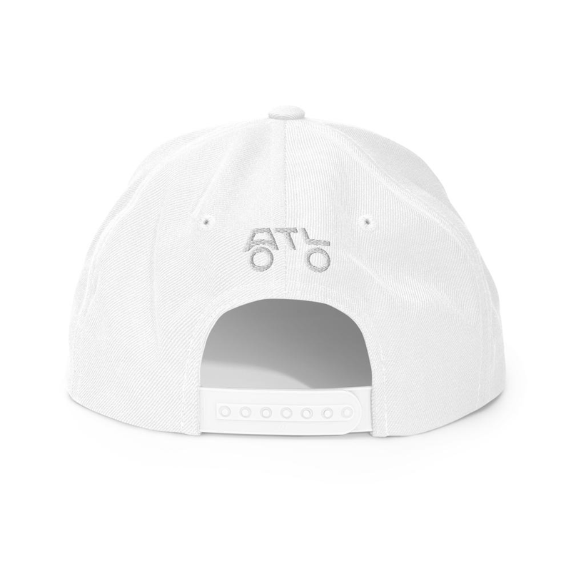 Snapback Hat - WHITE (REAR BRAND MARK) – One size, White