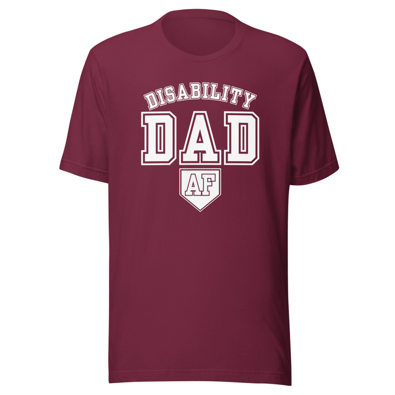 Disability Dad AF *white text* – L, Maroon