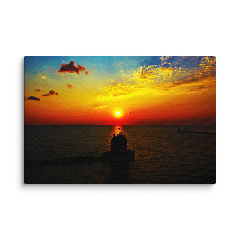 Lorain Lighthouse Sunset Vivid