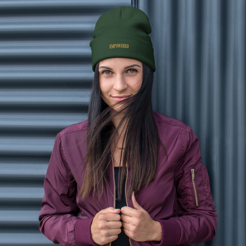 Empowered Collection | Soul Threads Embroidered Essential Beanie – One size, Dark green