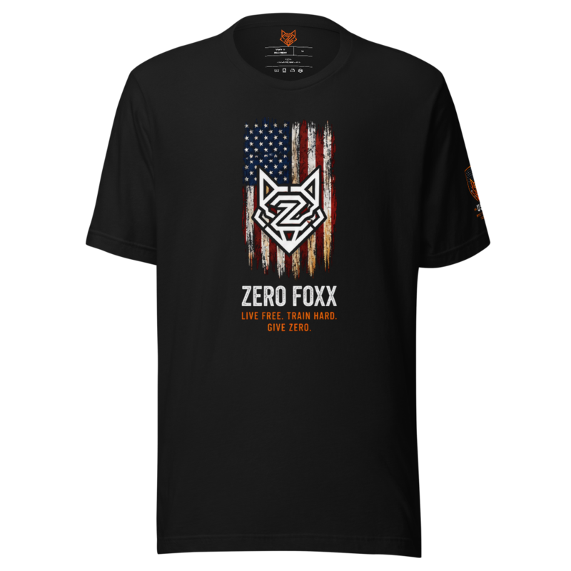American Flag — Live Free. Train Hard. | Tee — Black / XS