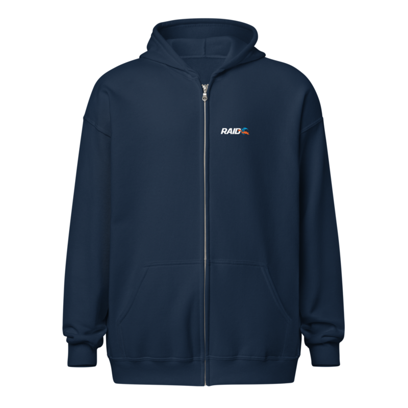 RAID Wear Dolphin Unisex Heavy Zip Hoodie – XL, Navy