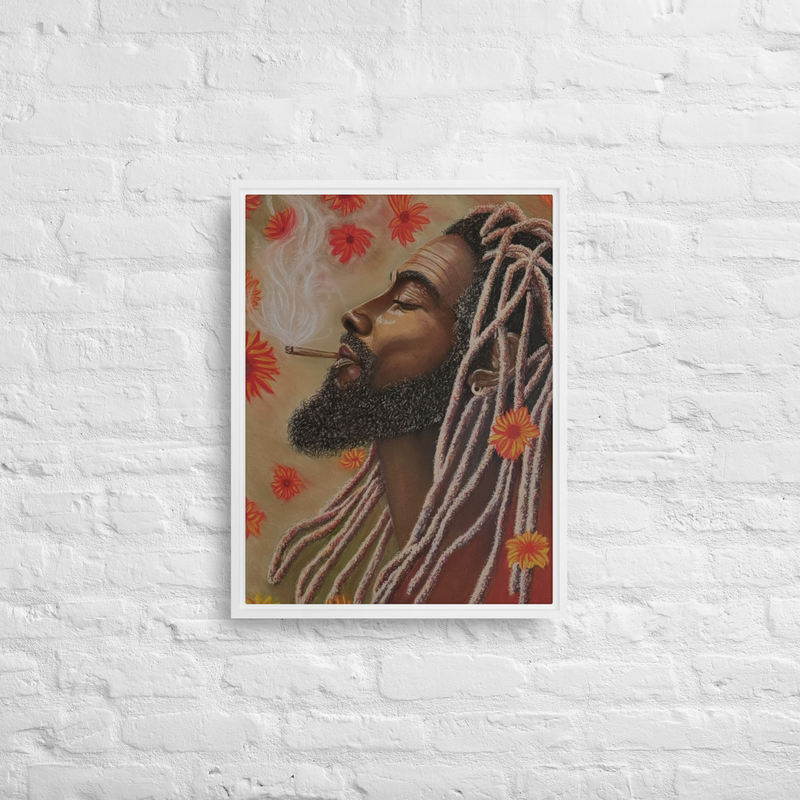 Canna Bliss Framed Canvas – 18″×24″, White