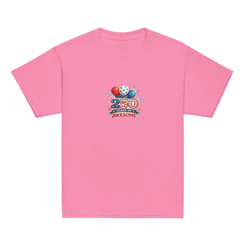 BMT Kids 250 years of Awesome Youth classic tee – XS, Azalea