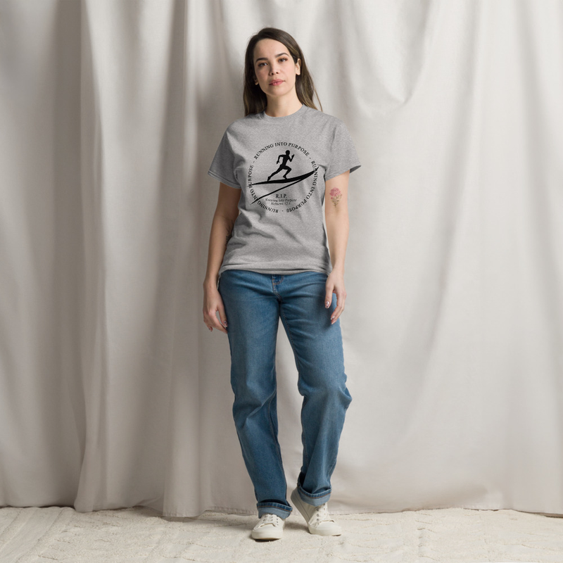 Running into Purpose Unisex classic tee – S, Sport Grey