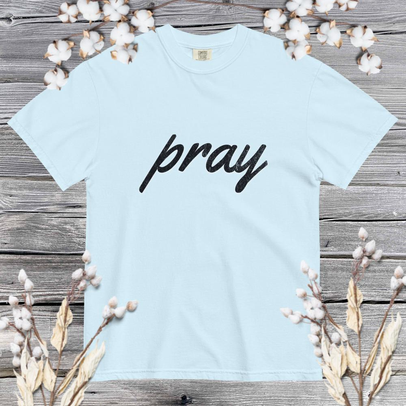 Pray - Comfort Colors – S, Chambray