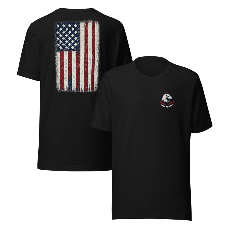 American Flag Eagle Color Unisex T-Shirt — Black