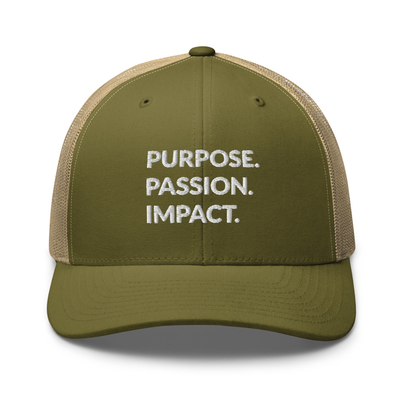 HFTT Trucker Cap | Purpose. Passion. Impact. (Colors Available) – One size, Moss/ Khaki