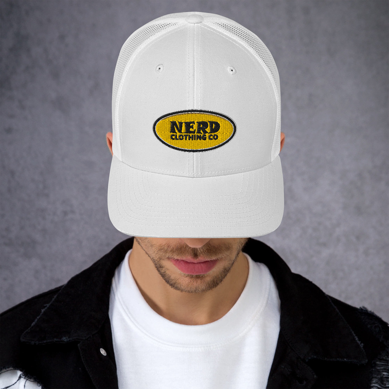 Nerd Clothing Co Logo White Trucker Cap