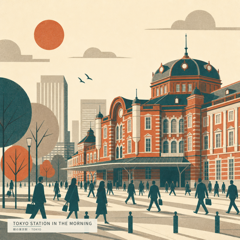 Tokyo Station in the Morning(朝の東京駅)のアートワーク