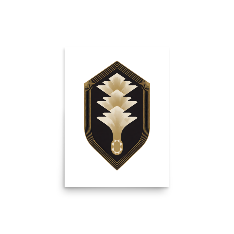 Deco Smoke Column Crest Poster mockup