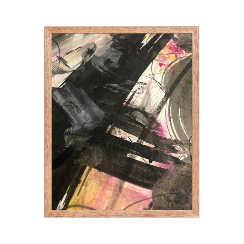 Perceptual Field 0119 – Pink Noise – Framed Print – 16″×20″, Red Oak